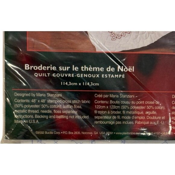 Bucilla Christmas Sampler Stamped Lap Quilt Kit #84831 NEW 48" X 48" - Picture 3 of 5